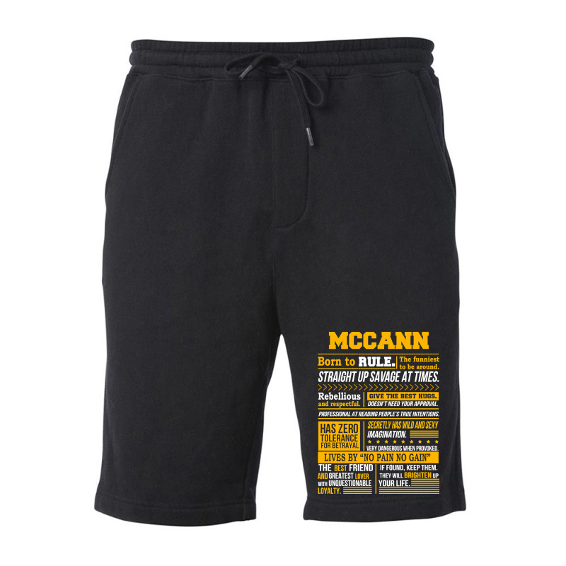 Mccann Name Shirt Mccann Born To Rule Fleece Short | Artistshot