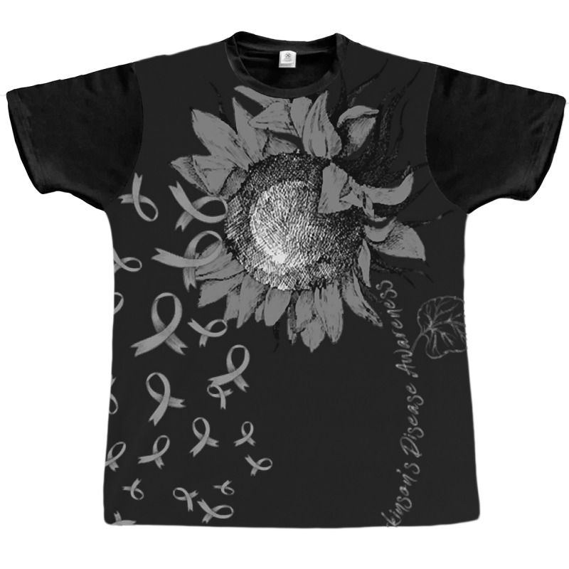 Parkinson's Disease Awareness Sunflower Gray Ribbon Graphic T-shirt | Artistshot