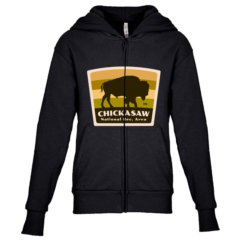 Chickasaw National Recreation Area Oklahoma Roaming Bison Silhouette Youth Zipper Hoodie by denverhumans58 | Artistshot