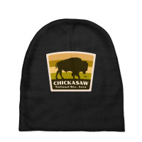 Chickasaw National Recreation Area Oklahoma Roaming Bison Silhouette Baby Beanies | Artistshot