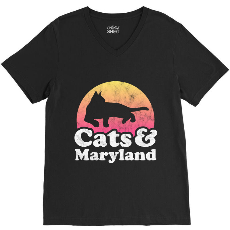 Cats And Maryland Gift For Men, Women, Kids V-Neck Tee by sausagefencing57 | Artistshot