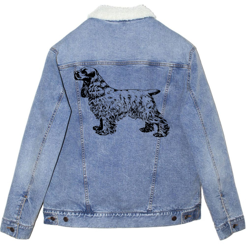 Cocker Spaniel Illustration Unisex Sherpa-Lined Denim Jacket by dynhomuicz | Artistshot