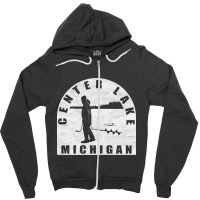 Center Lake Ice Fishing Michigan Zipper Hoodie | Artistshot