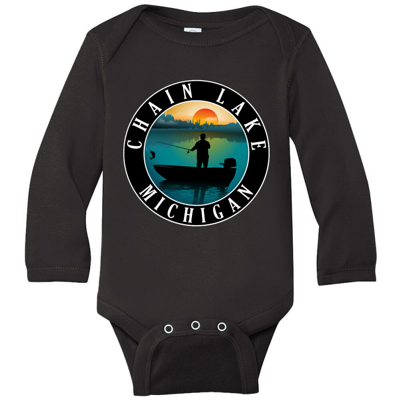 Chain Lake Fishing Michigan Sunset Long Sleeve Baby Bodysuit by fencingderby989 | Artistshot