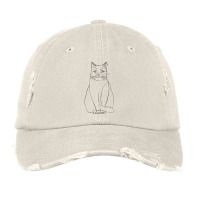 Sitting Cat Line Art Vintage Cap | Artistshot