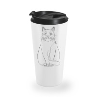 Sitting Cat Line Art Travel Mug | Artistshot