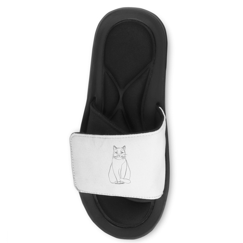 Sitting Cat Line Art Slide Sandal | Artistshot