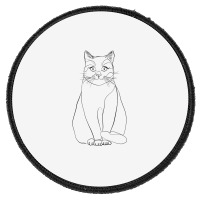 Sitting Cat Line Art Round Patch | Artistshot