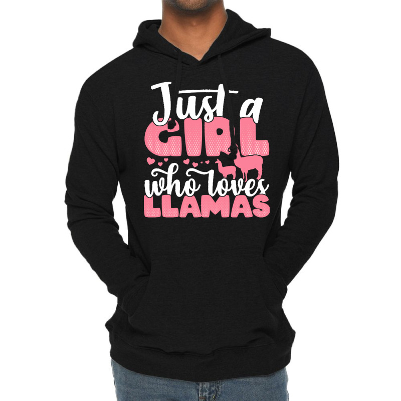 Just A Girl Who Love T  Shirt Just A Girl Who Loves Llamas Funny Llama Lightweight Hoodie | Artistshot