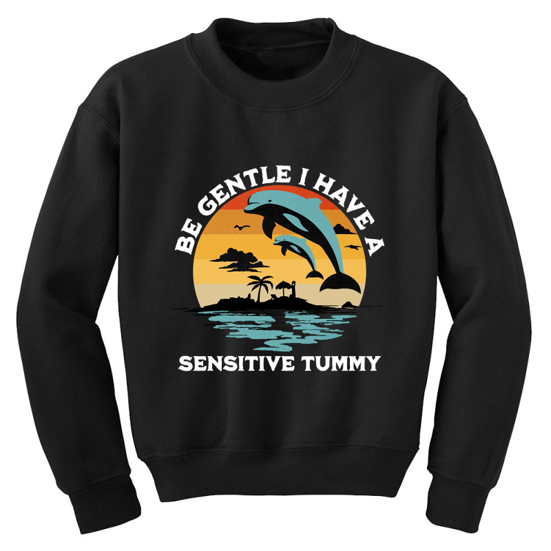 Be Gentle I Have A Sensitive Tummy, Funny Dolphins Youth Sweatshirt by fumbledeafness270 | Artistshot