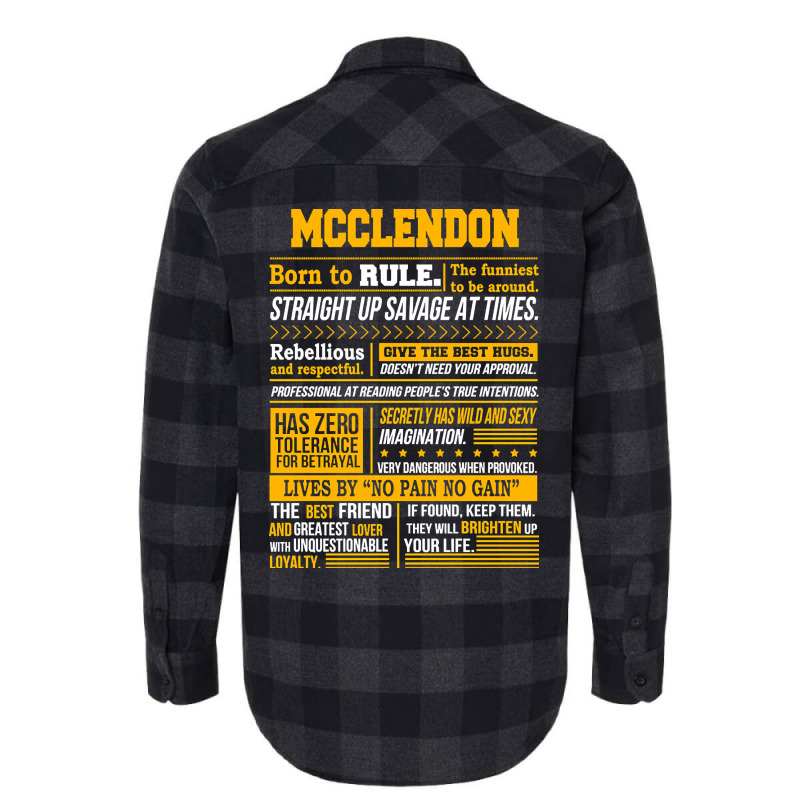 Mcclendon Name Shirt Mcclendon Born To Rule Flannel Shirt | Artistshot