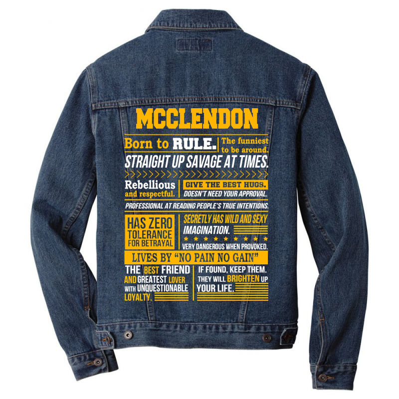 Mcclendon Name Shirt Mcclendon Born To Rule Men Denim Jacket | Artistshot