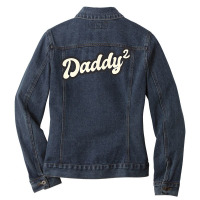 Daddy Two Times Father Dad Two Children Twins Retro T Shirt Ladies Denim Jacket | Artistshot