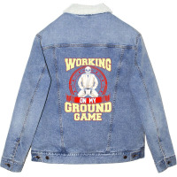 Funny Cool Ground Game Fighter Judo Skull Fight Sports Unisex Sherpa-lined Denim Jacket | Artistshot