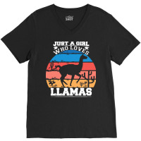 Just A Girl Who Loves T  Shirt Just A Girl Who Loves Llamas T  Shirt V-neck Tee | Artistshot