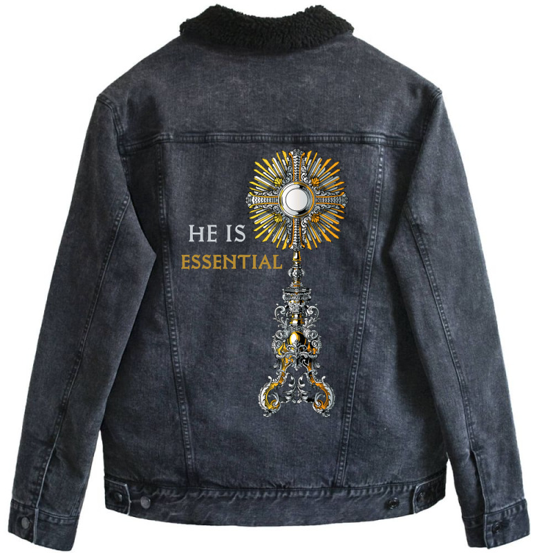 Catholic Monstrance Holy Mass Unisex Sherpa-lined Denim Jacket | Artistshot