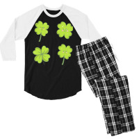 Kawaii Shamrock T  Shirt Kawaii Shamrock Four Leaf Clover Set T  Shirt Men's 3/4 Sleeve Pajama Set | Artistshot