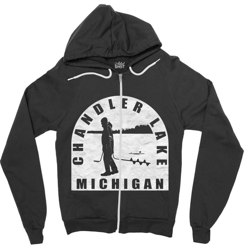 Chandler Lake Ice Fishing Michigan Zipper Hoodie | Artistshot