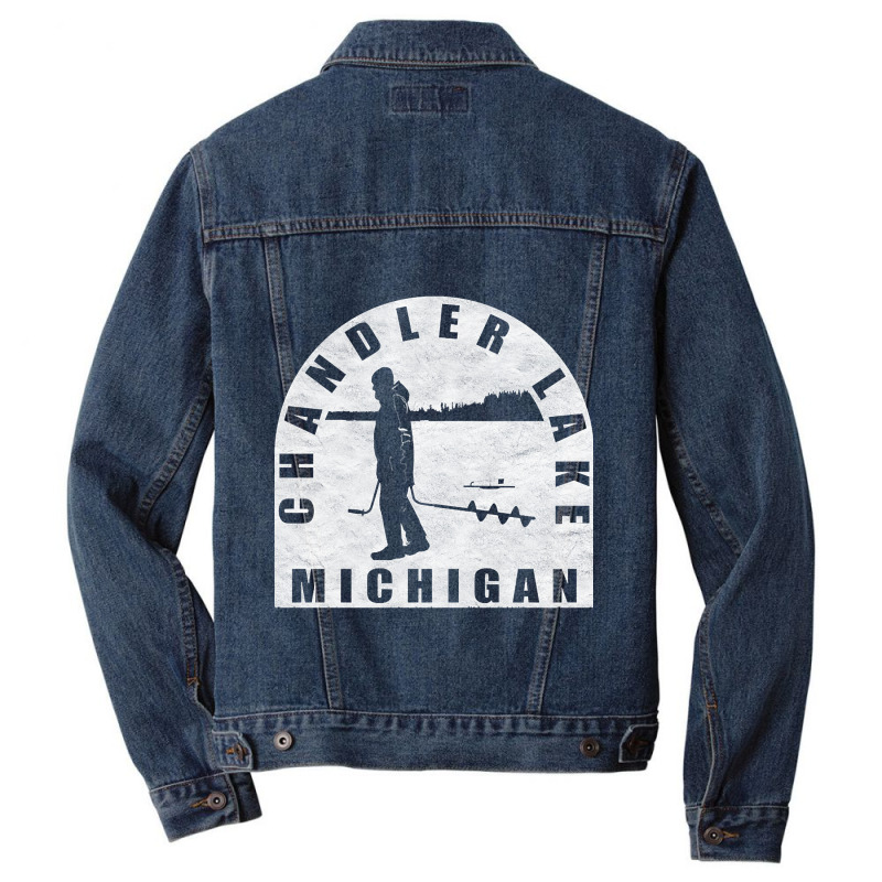 Chandler Lake Ice Fishing Michigan Men Denim Jacket | Artistshot