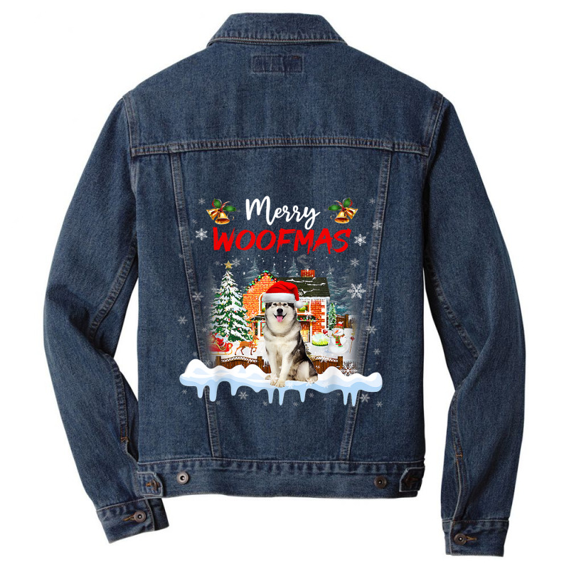 Merry Woofmas Alaskan Malamute Christmas Tree Dog Lover Xmas 107 Men Denim Jacket | Artistshot