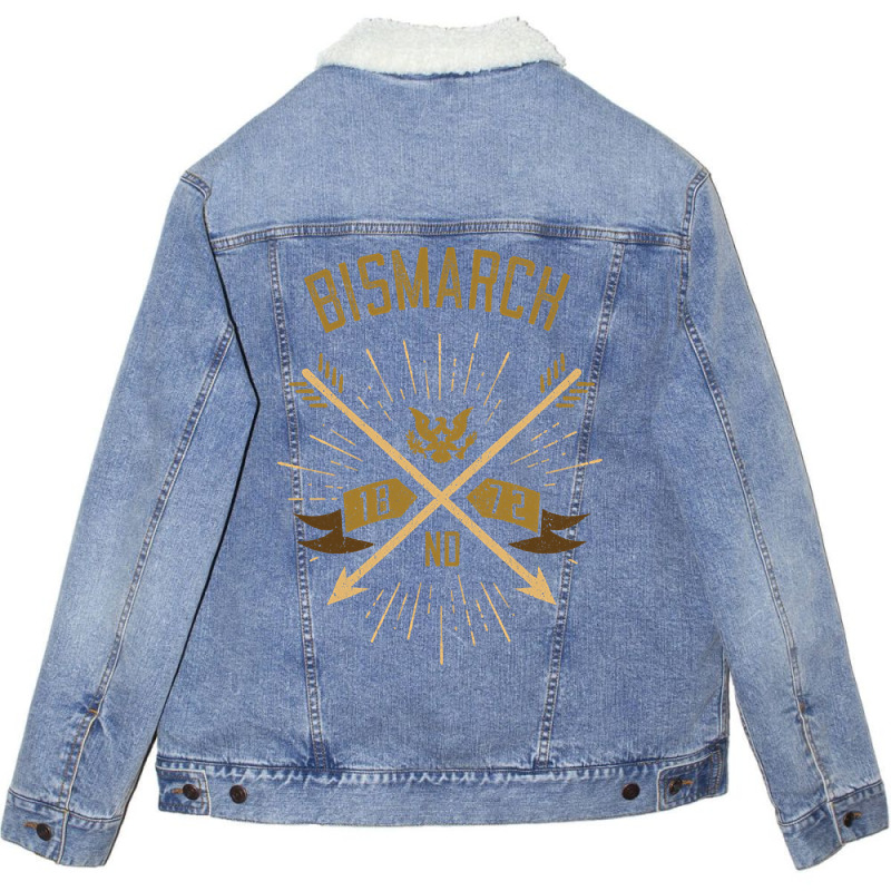 Bismarck Nd Hometown Pride Hipster Vintage Arrows Unisex Sherpa-lined Denim Jacket | Artistshot