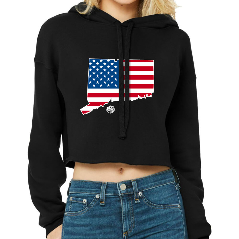 Connecticut Made In The Usa Cropped Hoodie by kayakbetween30 | Artistshot