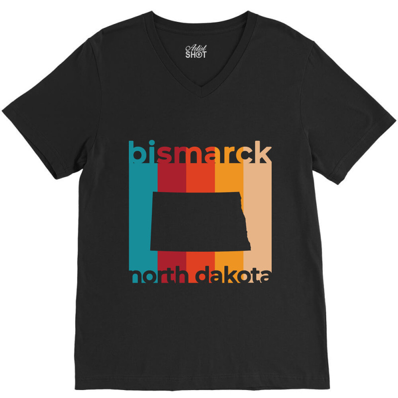 Bismarck North Dakota Retro V-neck Tee | Artistshot