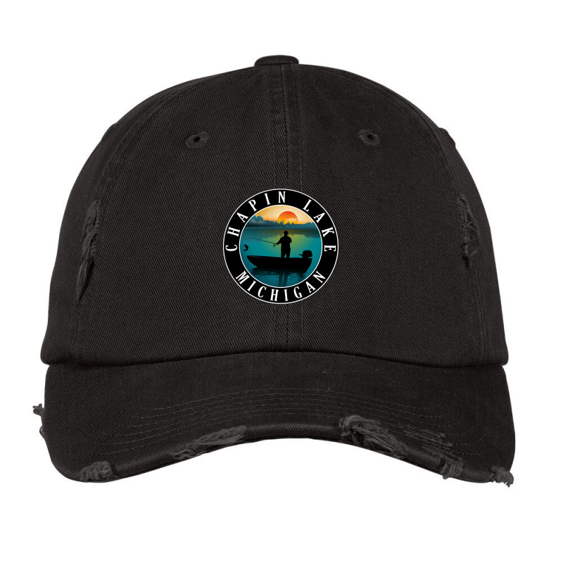 Chapin Lake Fishing Michigan Sunset Vintage Cap | Artistshot