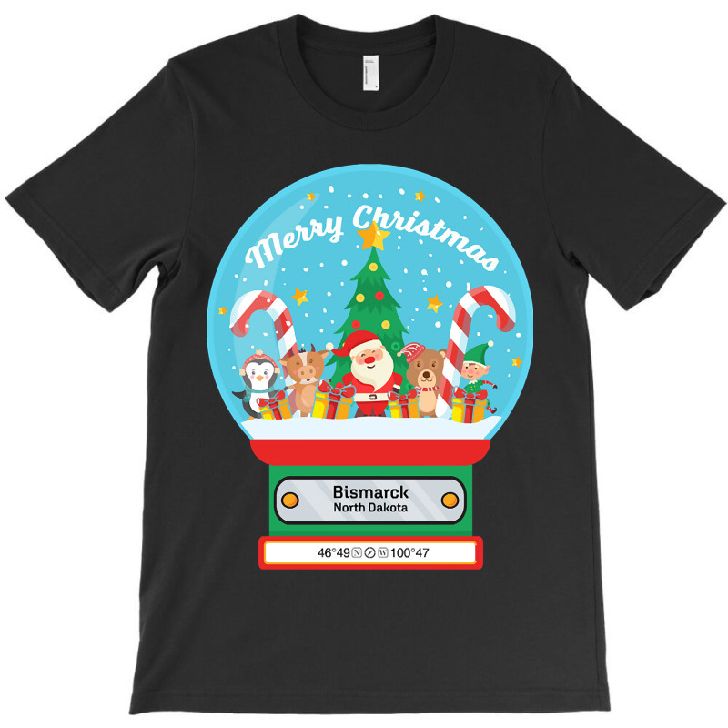 Bismarck North Dakota Usa - Merry Christmas Snowglobe T-shirt | Artistshot