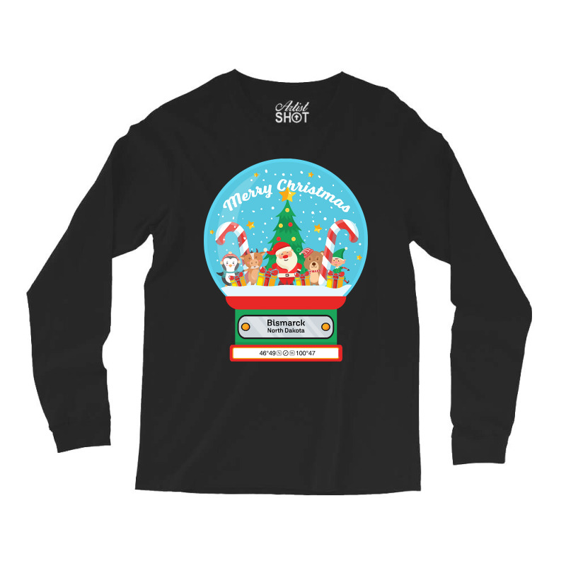 Bismarck North Dakota Usa - Merry Christmas Snowglobe Long Sleeve Shirts | Artistshot