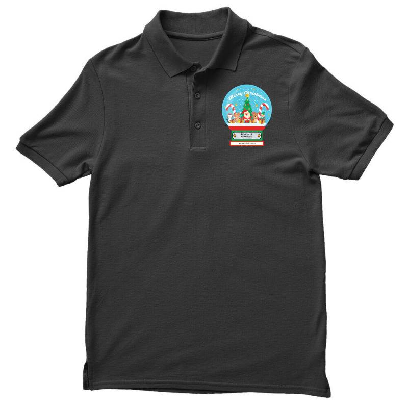 Bismarck North Dakota Usa - Merry Christmas Snowglobe Men's Polo Shirt | Artistshot