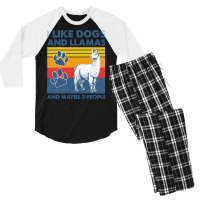 Llama T  Shirt Llama I Like Dogs And Llamas And Maybe Three People Vin Men's 3/4 Sleeve Pajama Set | Artistshot