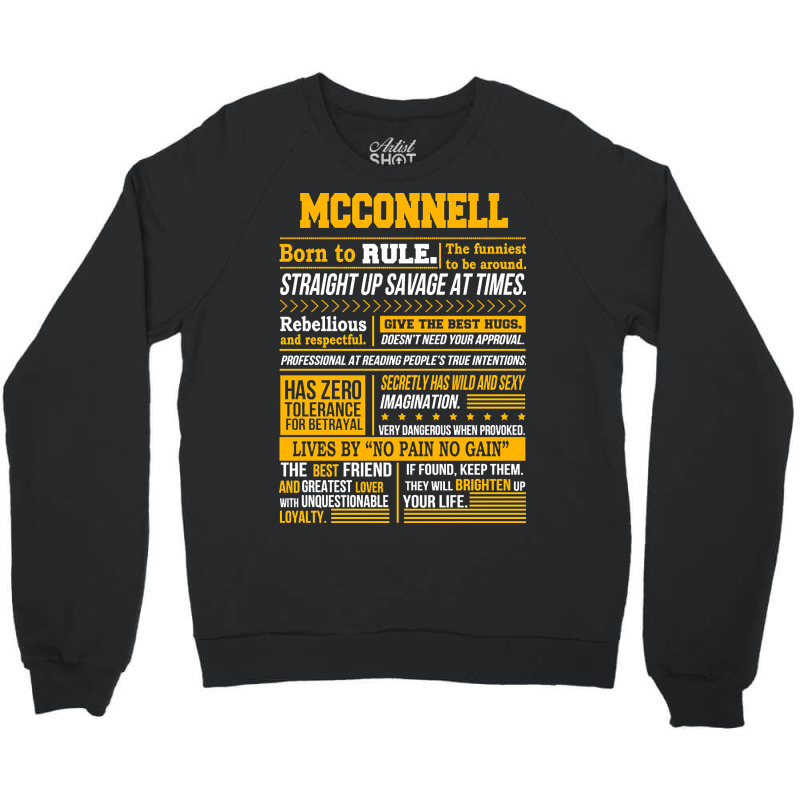 Mcconnell Name Shirt Mcconnell Born To Rule Crewneck Sweatshirt | Artistshot