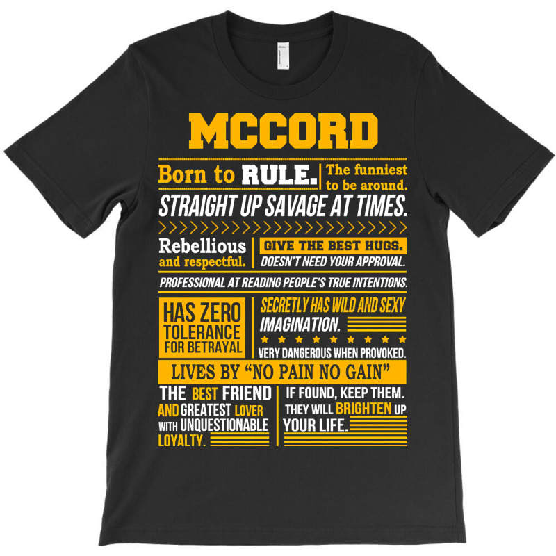 Mccord Name Shirt Mccord Born To Rule T-shirt | Artistshot