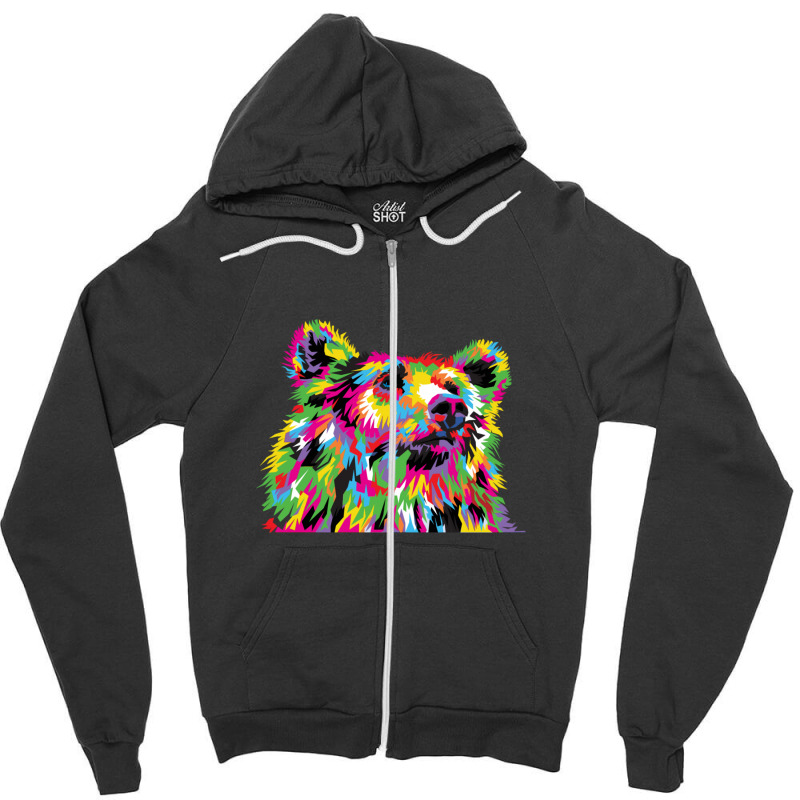 Colorful Dog With Pop Art Style Zipper Hoodie | Artistshot