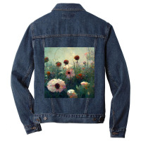 Pastel Colored Wildflowers Growing In A Garden Men Denim Jacket | Artistshot