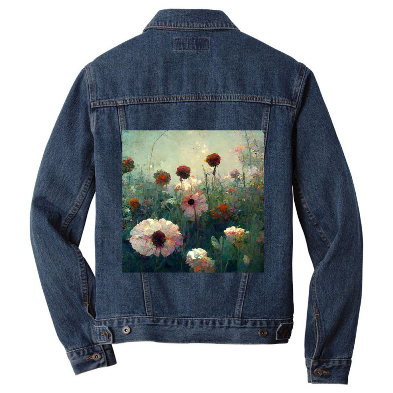 Pastel Colored Wildflowers Growing In A Garden Men Denim Jacket by mrbigzeroht | Artistshot