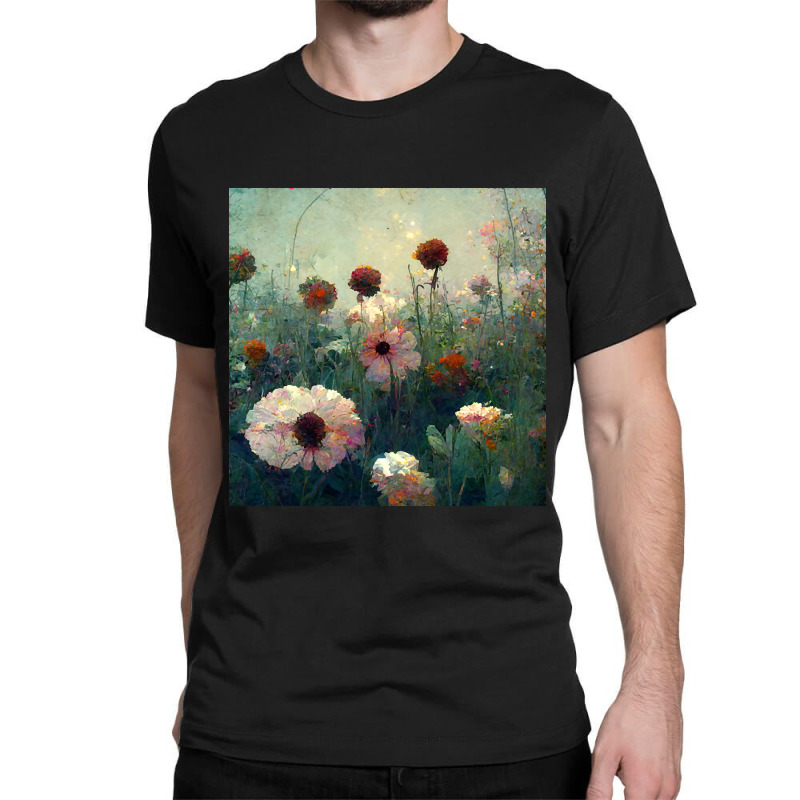 Pastel Colored Wildflowers Growing In A Garden Classic T-shirt by mrbigzeroht | Artistshot