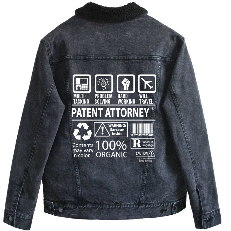 Patent Attorney T Shirt - Multitasking Certified Job Gift Item Tee Unisex Sherpa-lined Denim Jacket | Artistshot