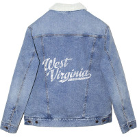 Limited Edition West Virginia Wv Vintage Sports Script Retro Unisex Sherpa-lined Denim Jacket | Artistshot