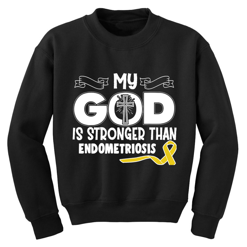 Trending Endometriosis Awareness My God Is Stronger Than - In This Fam Youth Sweatshirt | Artistshot