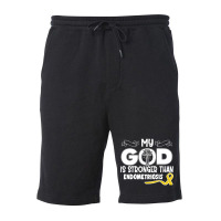 Trending Endometriosis Awareness My God Is Stronger Than - In This Fam Fleece Short | Artistshot