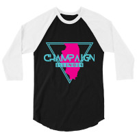 Champaign Illinois Retro Vintage Triangle Il 3/4 Sleeve Shirt | Artistshot