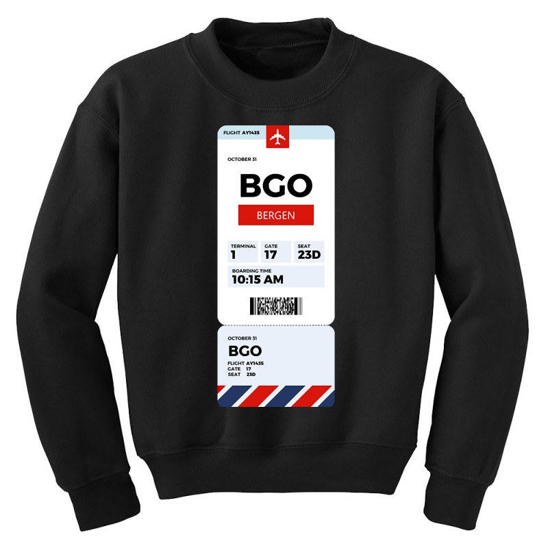 Bergen Boarding Pass Youth Sweatshirt | Artistshot