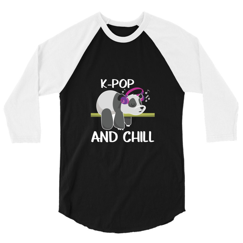 Cute Panda Headphones Korea Pop Lover Kpop Music 3/4 Sleeve Shirt | Artistshot