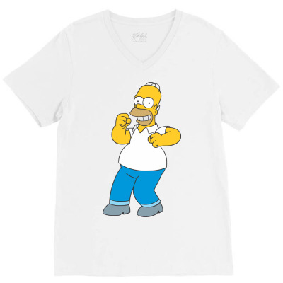 Homer Simpson, The Simpsons V-neck Tee Designed By Estore