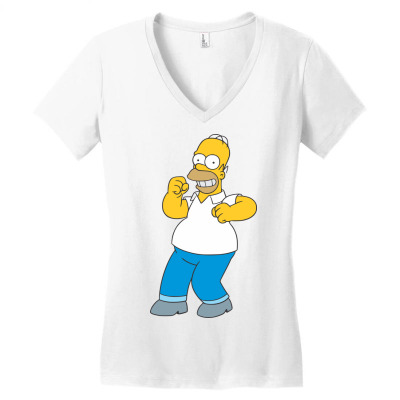 Homer Simpson, The Simpsons Women's V-neck T-shirt Designed By Estore