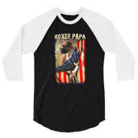 Boxer Papa American Flag Hand Pride 3/4 Sleeve Shirt | Artistshot