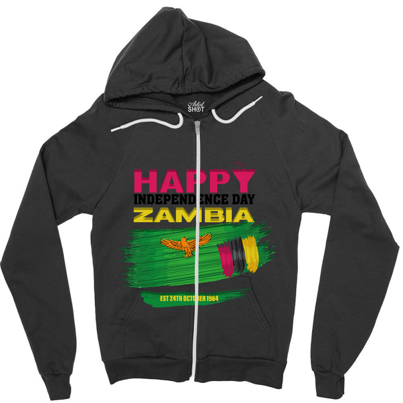 Happy Independence Day Zambia Zipper Hoodie by joanmouse000 | Artistshot