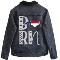 Born North Carolina In Art Block Letters Unisex Sherpa-lined Denim Jacket | Artistshot